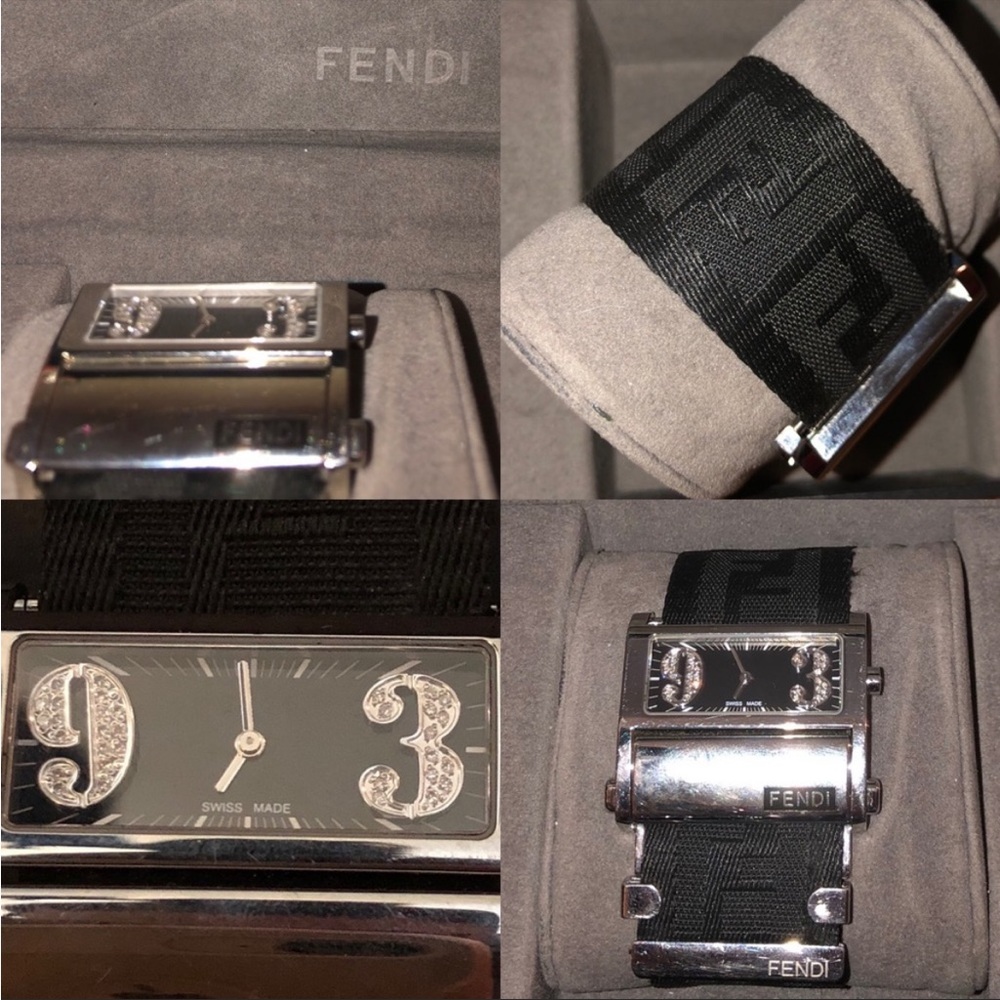 Fendi Ff Monogram Zucca Crystal Zip Code Watch - image 8